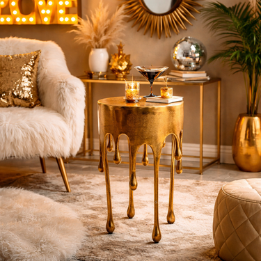 Gold Drip Round Aluminium Side Table