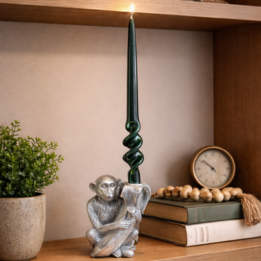 Silver Monkey With Banana Candle Holder