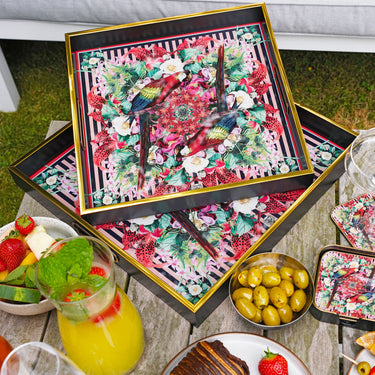 Myrtle and Mary Square Flower Bomb Serving Trays
