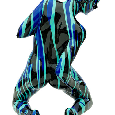 Amorous Black and Blue Kneeling Yoga Lady Sculpture