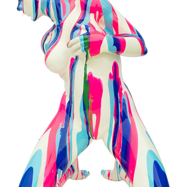 Amorous Pink and Blue Kneeling Yoga Lady Sculpture