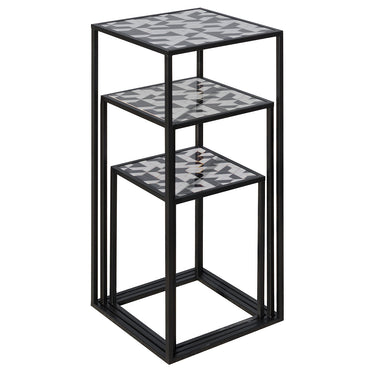 Nest of Three Tall Tables  – Geometric Top