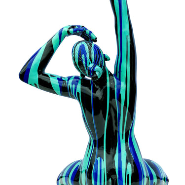 Amorous Large Black and Blue Yoga Lady Sculpture