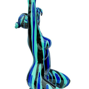 Amorous Large Black and Blue Yoga Lady Sculpture