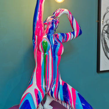 Amorous Pink and Blue Lady Sculpture