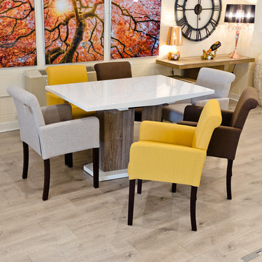 High Gloss Wood Effect Extending Dining Table