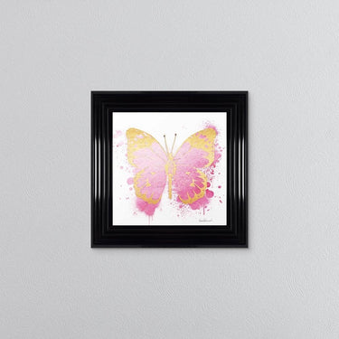 GOLD AND PINK BUTTERFLY FRAMED WALL ART