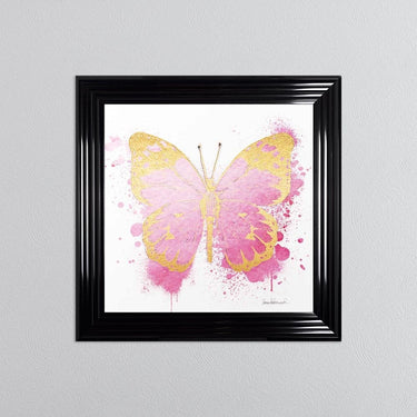GOLD AND PINK BUTTERFLY FRAMED WALL ART