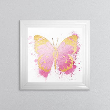 GOLD AND PINK BUTTERFLY FRAMED WALL ART