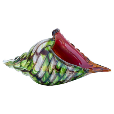 Glass Green and Red Seashell
