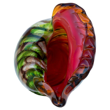 Glass Green and Red Seashell