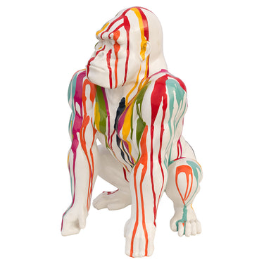 Painted Gorilla Statuette - White