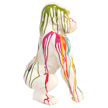 Painted Gorilla Statuette - White