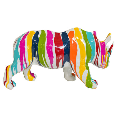 Painted White Rhino Statuette