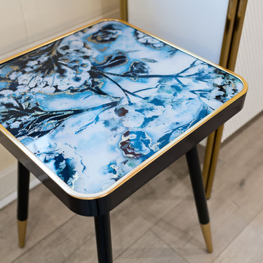 White Flower Side Table