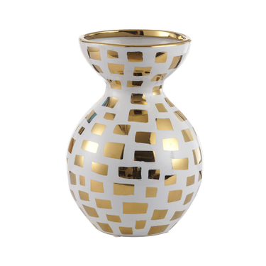 White and Gold Decorative Ceramic Vase