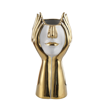 White and Gold Face Decorative Ceramic Vase