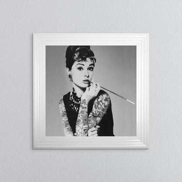 Audrey Hepburn With Tattoos Framed Wall Art