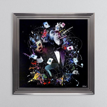 COLOUR MONKEY POKER FRAMED WALL ART