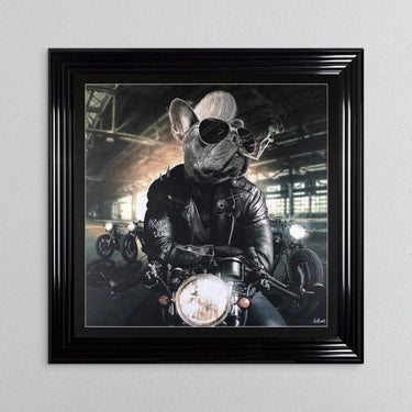 Motorbike Frenchie Framed Wall Art