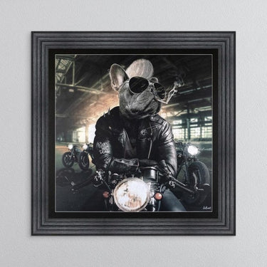 Motorbike Frenchie Framed Wall Art