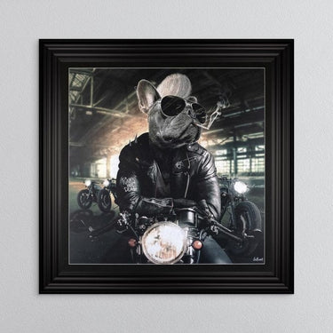 Motorbike Frenchie Framed Wall Art