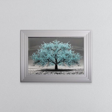 Teal Cherry Tree Framed Wall Art