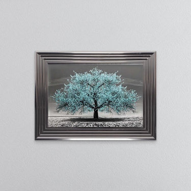 Teal Cherry Tree Framed Wall Art