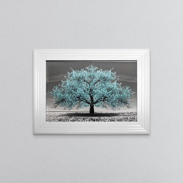 Teal Cherry Tree Framed Wall Art